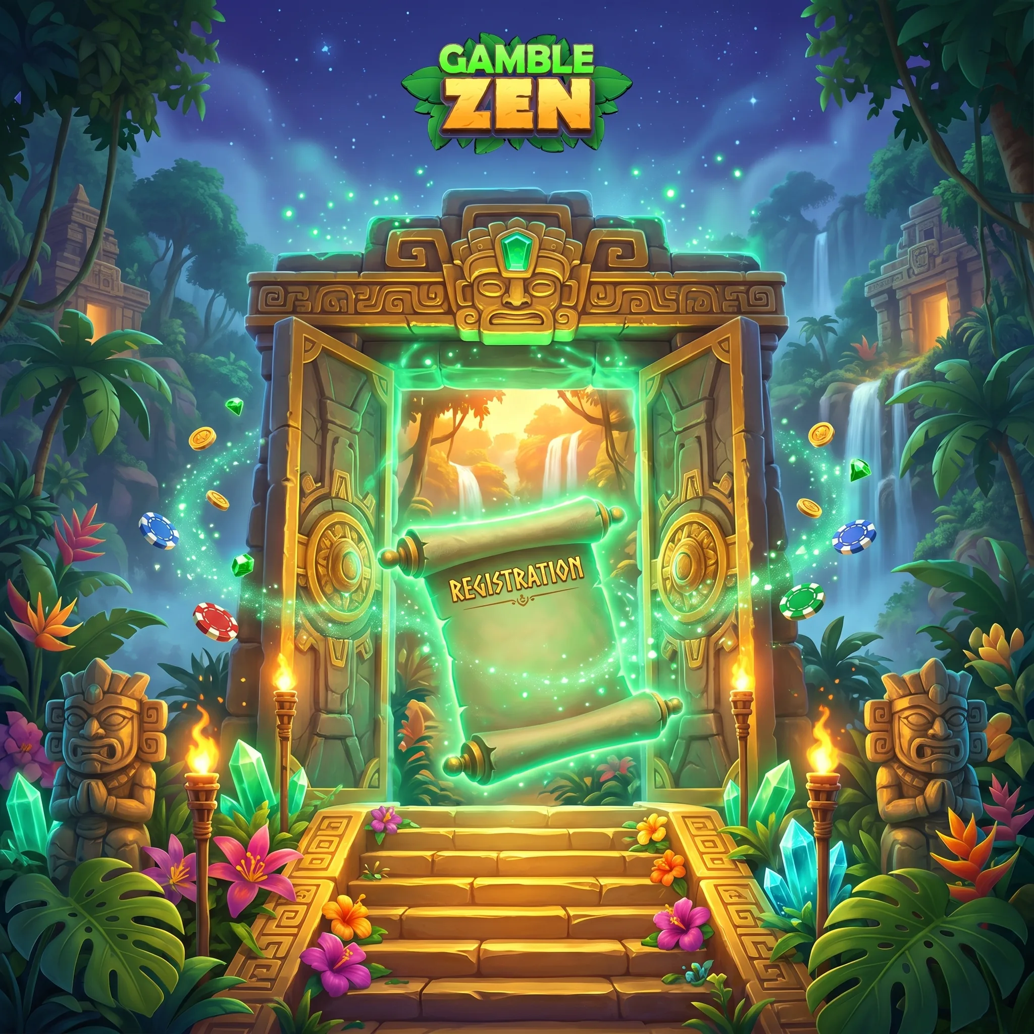 Temple gate artwork for GambleZen registration